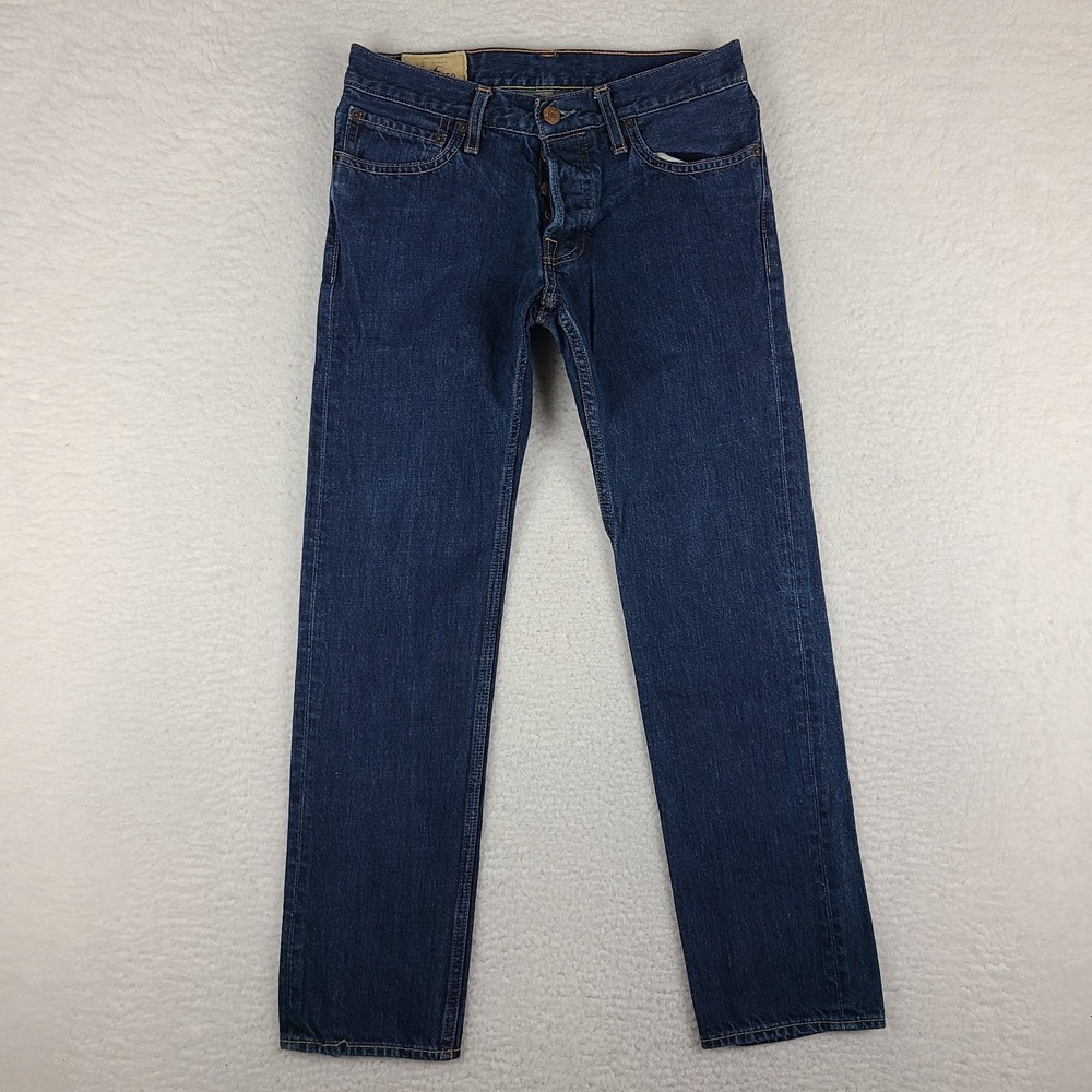 Hollister Jeans Mens 30x30 Blue Palm Canyon Low Rise Skinny Button Fly Dark Wash